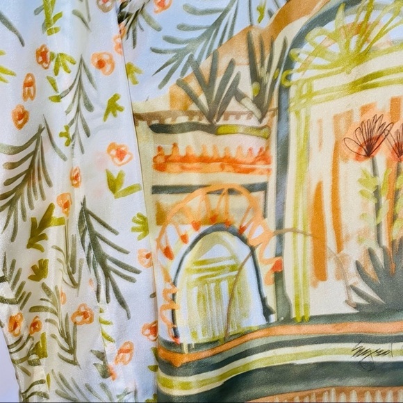 Sigrid Olsen Collection 100% Silk Tropical Palm Printed Button up Top Size Small - Picture 8 of 10